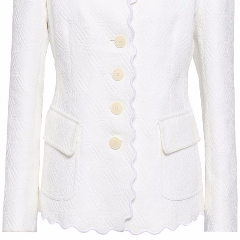 Tory Burch Scalloped Cotton-Jacquard Blazer Size 4 - Picture 4 of 5